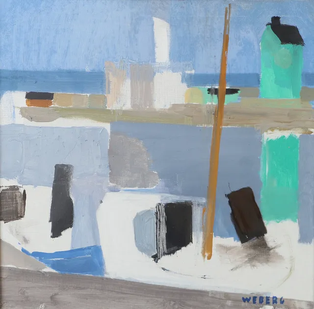 WILLIE WEBERG. "Tullhuset i Höganäs", olja på duk, signerad Weberg.
