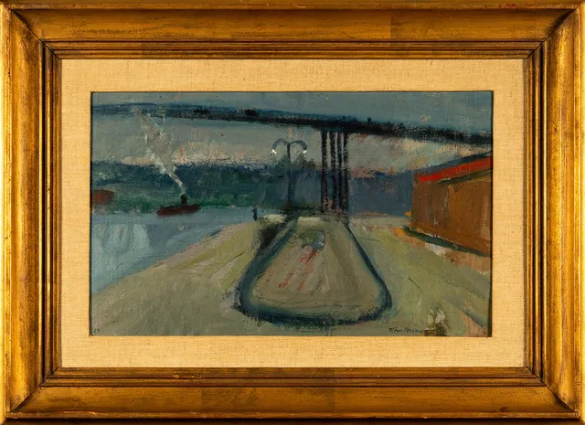 BJÖRN FORSMAN. Olja på pannå, daterad 1944, "Landskap".