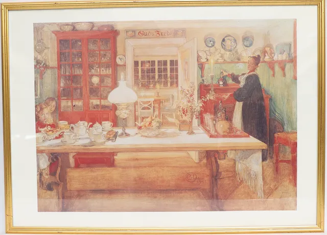 CARL LARSSON. Tryck efter, Julinteriör.