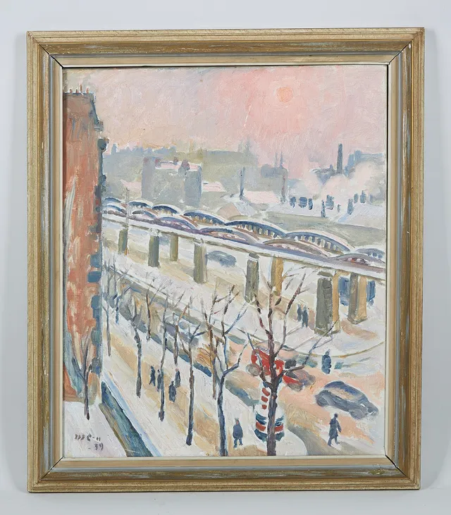 MARCUS COLLIN. Vinter i Paris, signerad samt daterad -39, olja på duk.