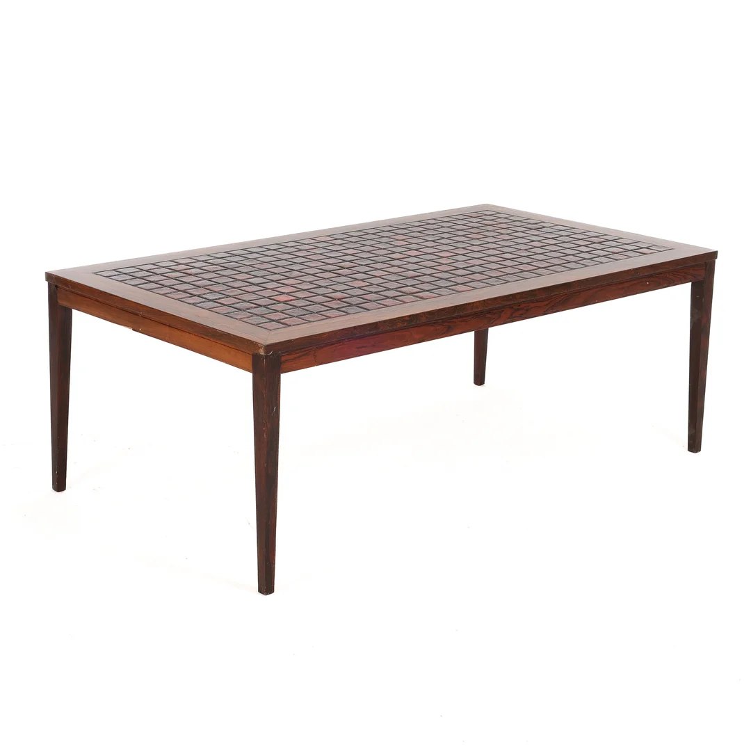 Danish furniture manufacturer: Rosewood coffee table with tiles — Furniture/Coffee tables, occasional tables — Lauritz