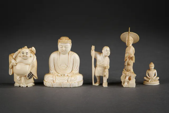 Samling orientalske - japanske figure af ben (5)