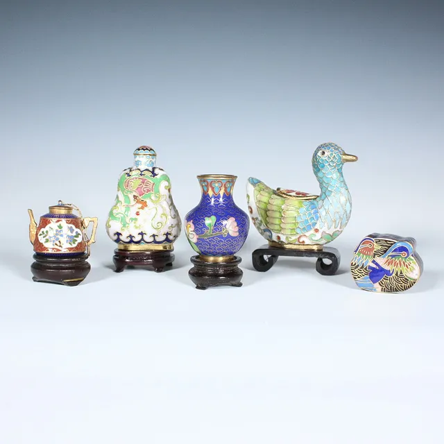 Konvolut Cloisonné, 5-teilig, wohl China.