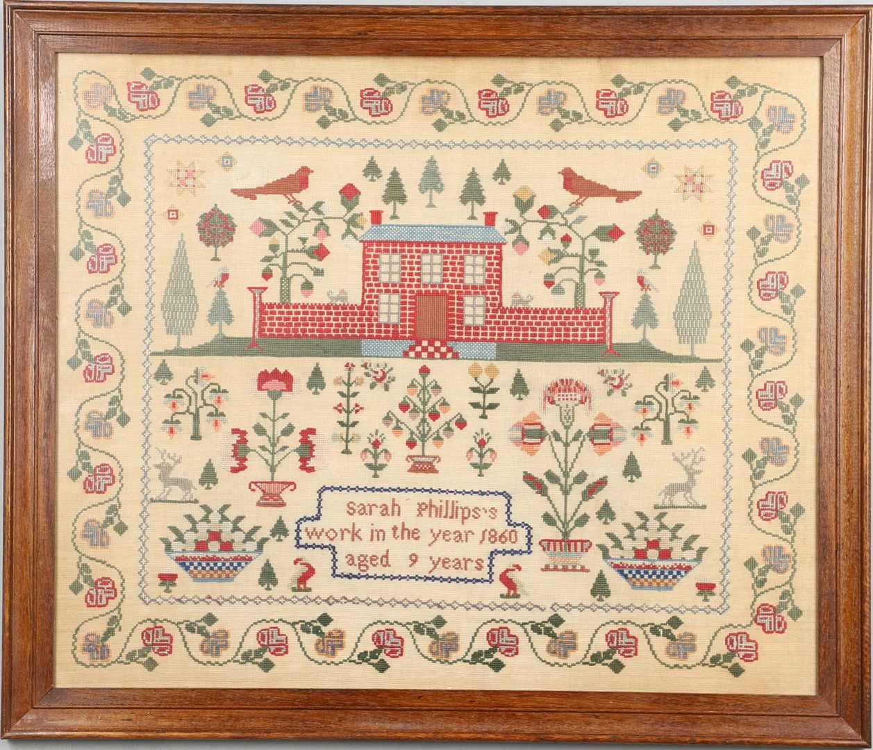 LARGE VICTORIAN SAMPLER - SARAH PHILLIPS, 1860. — Textiles — Lawrences Auctioneers
