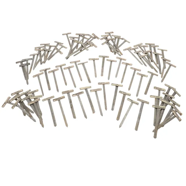 A LARGE COLLECTION OF 1920S GALVANISED METAL BOTANICAL PLANT LABELS/MARKERS.