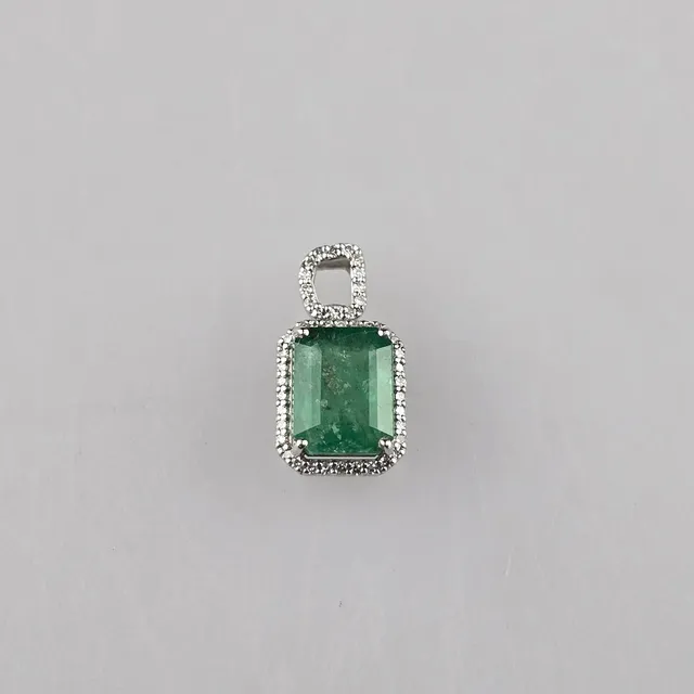 - Platin - Smaragd / Diamant Anhänger.