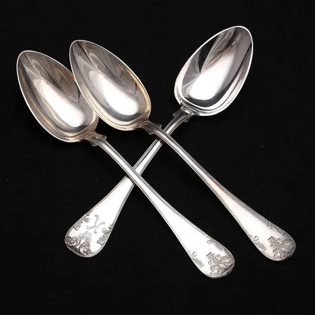 SKEDAR, 3 st, silver, "Gammal Fransk", 1927, vikt 200 gram.