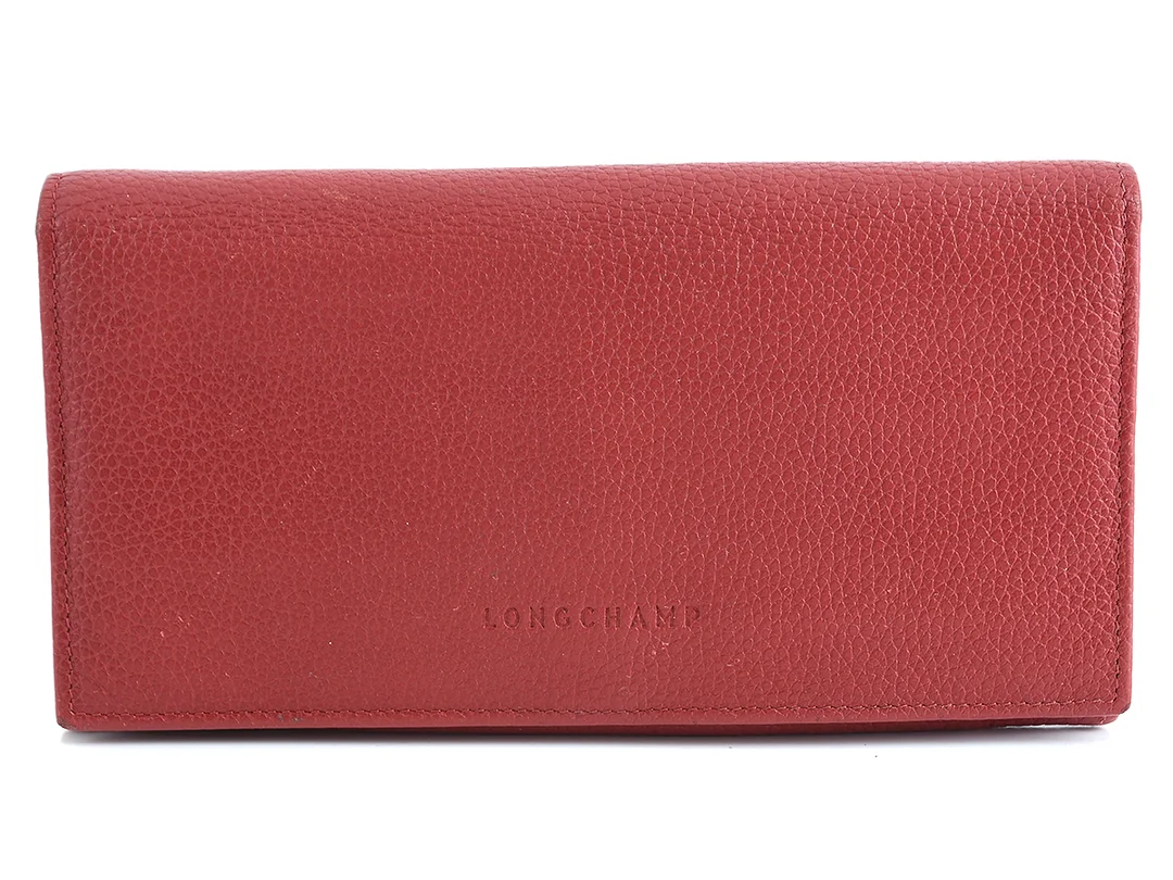 PLÅNBOK, LONGCHAMP, rött läder, 10st kontokortsfack, mynt, sedel, — Accessoarer/Plånböcker — Kaplans