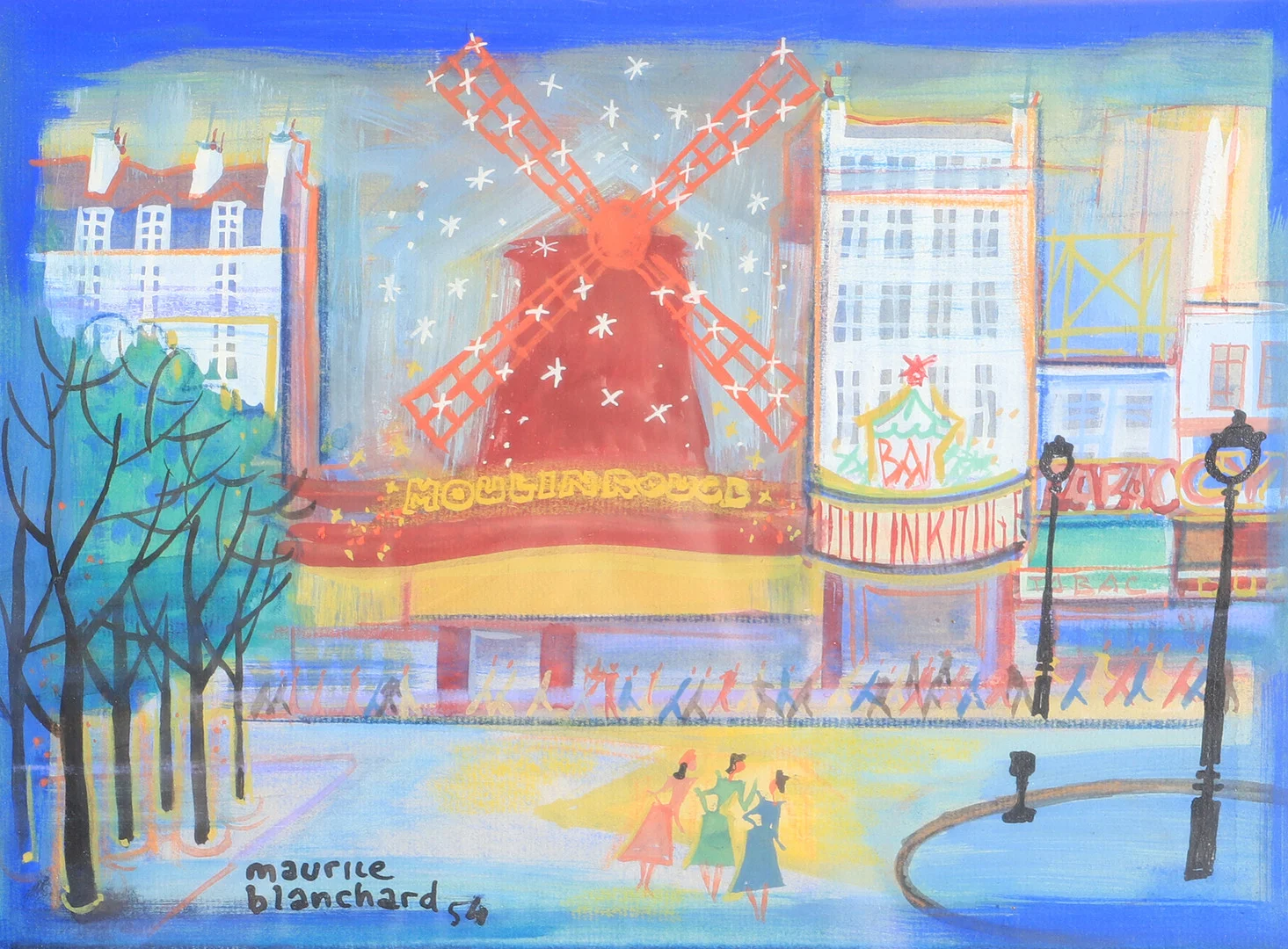 MAURICE BLANCHARD. Moulin Rouge gouache, signerad -54. — Paintings — Helsingborgs Auktionskammare