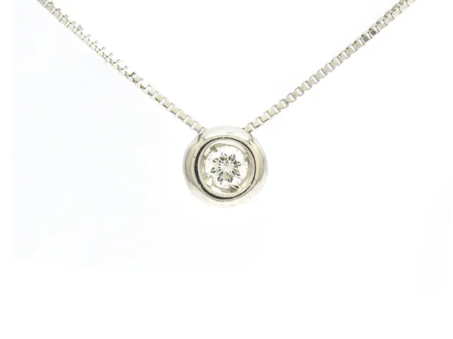 HÄNGE/KEDJA, 18K vitguld, briljant ca 0,06 ct, ca Cr/SI, 41 cm Veneziakedja, vikt 1,4 g.