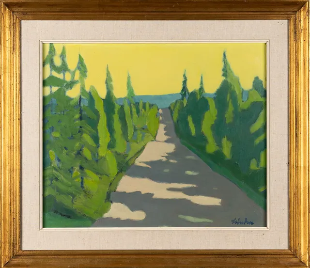 HELGE LINDEN. Olja på pannå, Naturmotiv, Signerad Linden, 1900-tal.
