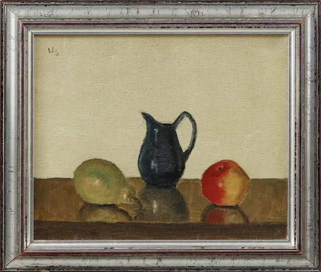 WILGOT SVENSSON. "Blå kanna", olja på duk, monogramsignerad.