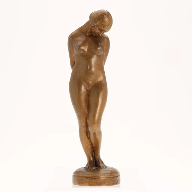 AXEL LOCHER (1879-1941). Stående nøgen kvinde, skulptur, bronze, signeret, Danmark.