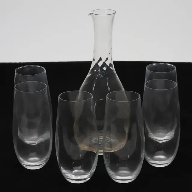 BERTIL VALLIEN. HIGHBALLGLAS & KARAFF, 7 delar, "Chateau", Koda Boda.
