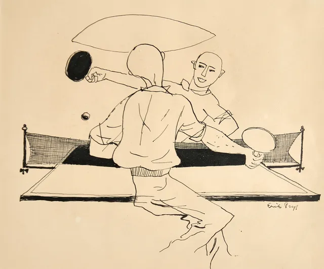 ERIK PRYTZ (1914–1993). Pingis, signerad, tusch.