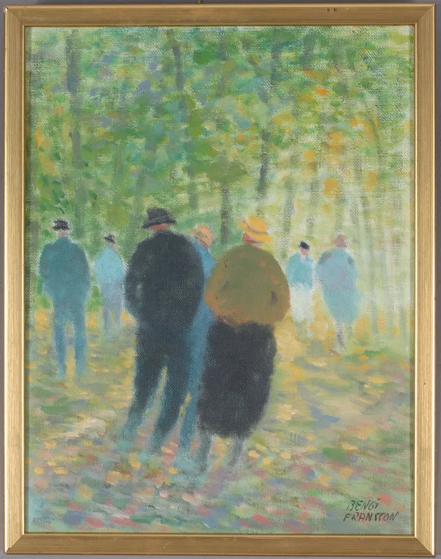 BENGT FRANSSON. "Flanörer", olja på duk, signerad.