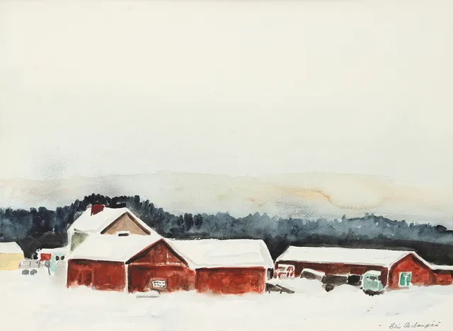 ELIS AIDANPÄÄ (1932-2010), Röda lador, signerad, akvarell.