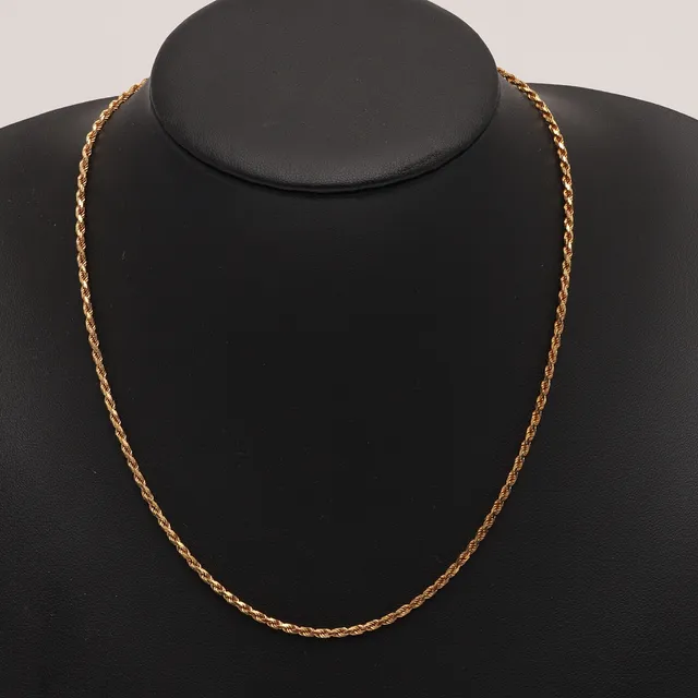 A 9CT GOLD FANCY LINK CHAIN NECKLACE.