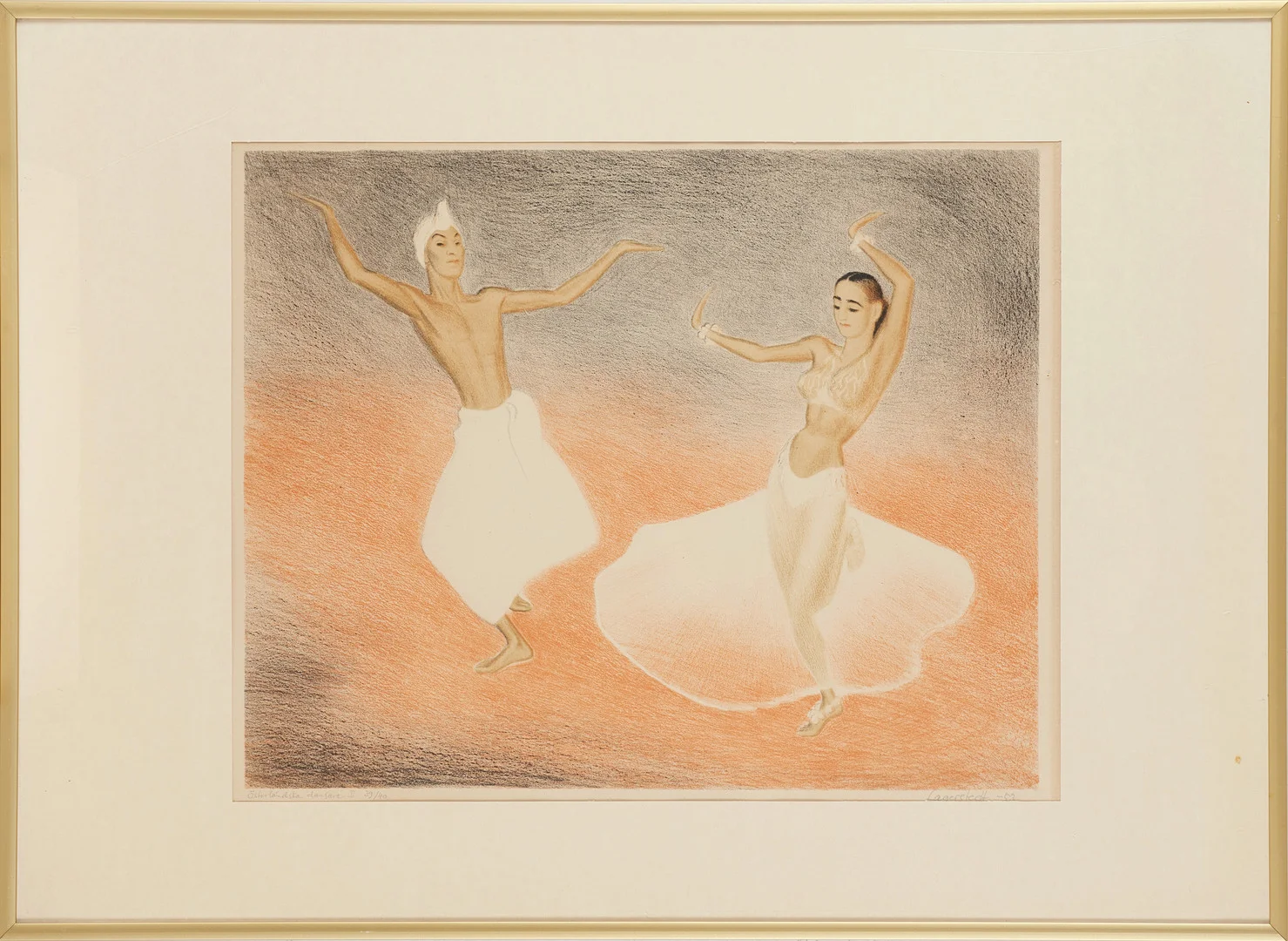 GEORG LAGERSTEDT (1892-1982). "Österländska dansare II", signerad och daterad -53, numrerad 39/40. — Engravings & Prints — Crafoord Auktioner Stockholm