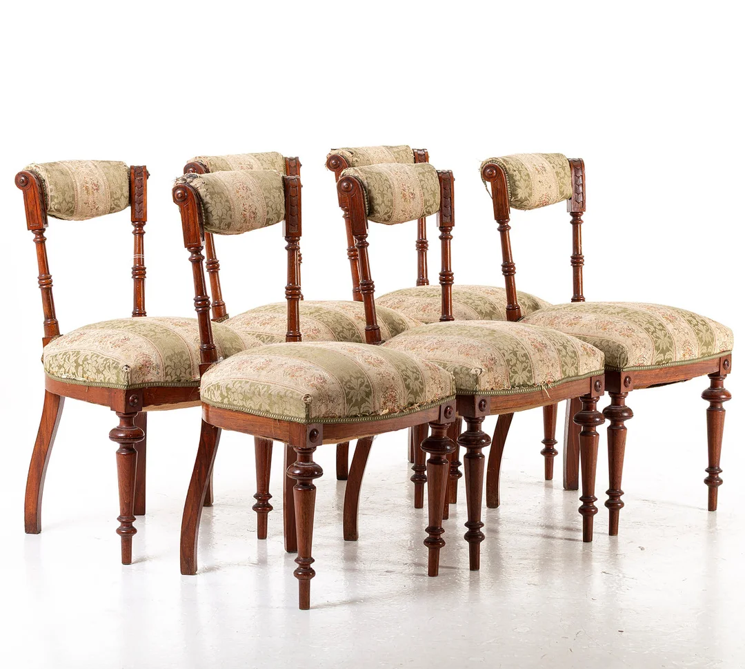 STOLAR, 6st, nyrenässans, 1800-talets slut. — Armchairs & Chairs — Handelslagret Auktionsservice