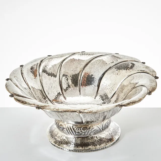 SKÅL PÅ FOT, silver, jugend, Kristianstad 1920.