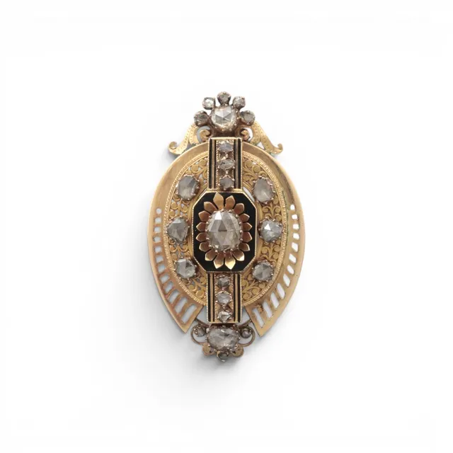 Alphonsine brooch in gold and diamonds, last quarter of the 19th Century.