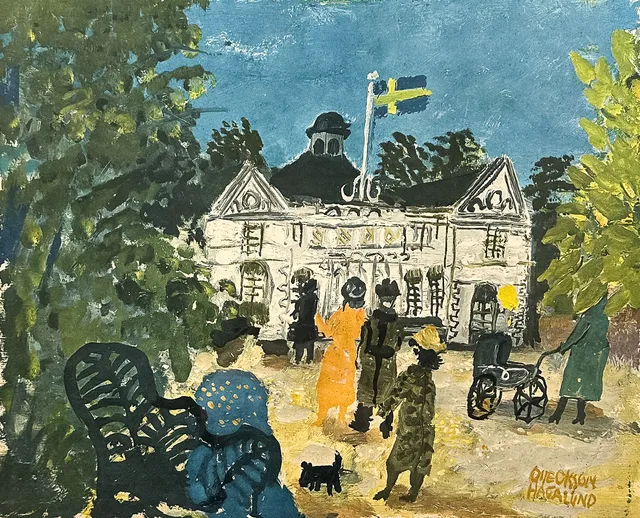 OLLE OLSSON-HAGALUND. OFFSETTRYCK, signerad i trycket.