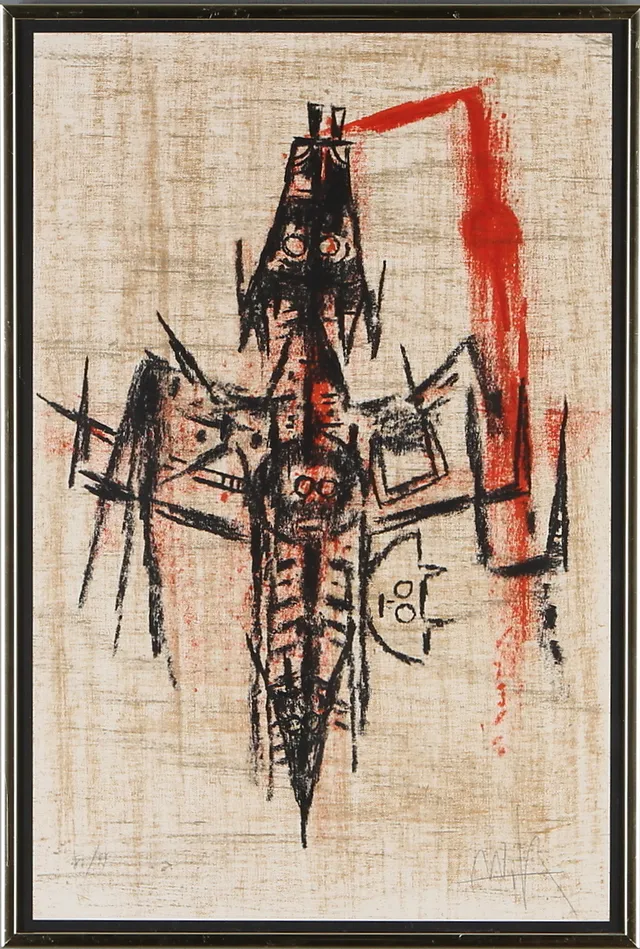 WILFREDO LAM. Färglitografi, komposition, signerad samt numrerad 80/99?