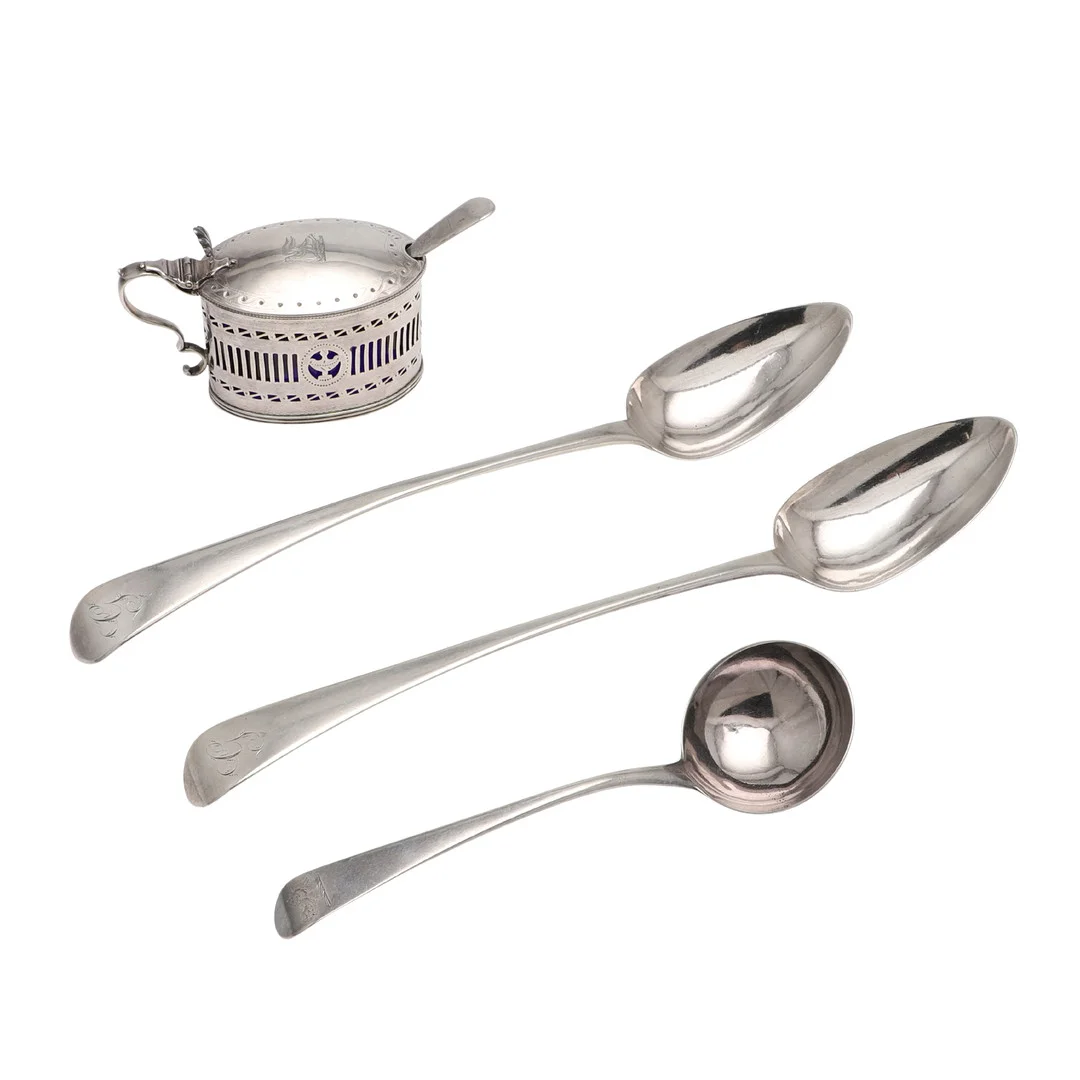 A PAIR OF GEORGE III SILVER BASTING OR SERVING SPOONS. — Silver — Lawrences Auctioneers