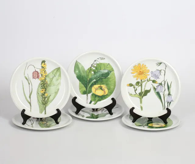 MATTALLRIKAR, 8 st, porslin, "Midsommar", Design Marguerite Walfridsson, IKEA. 1970-tal.