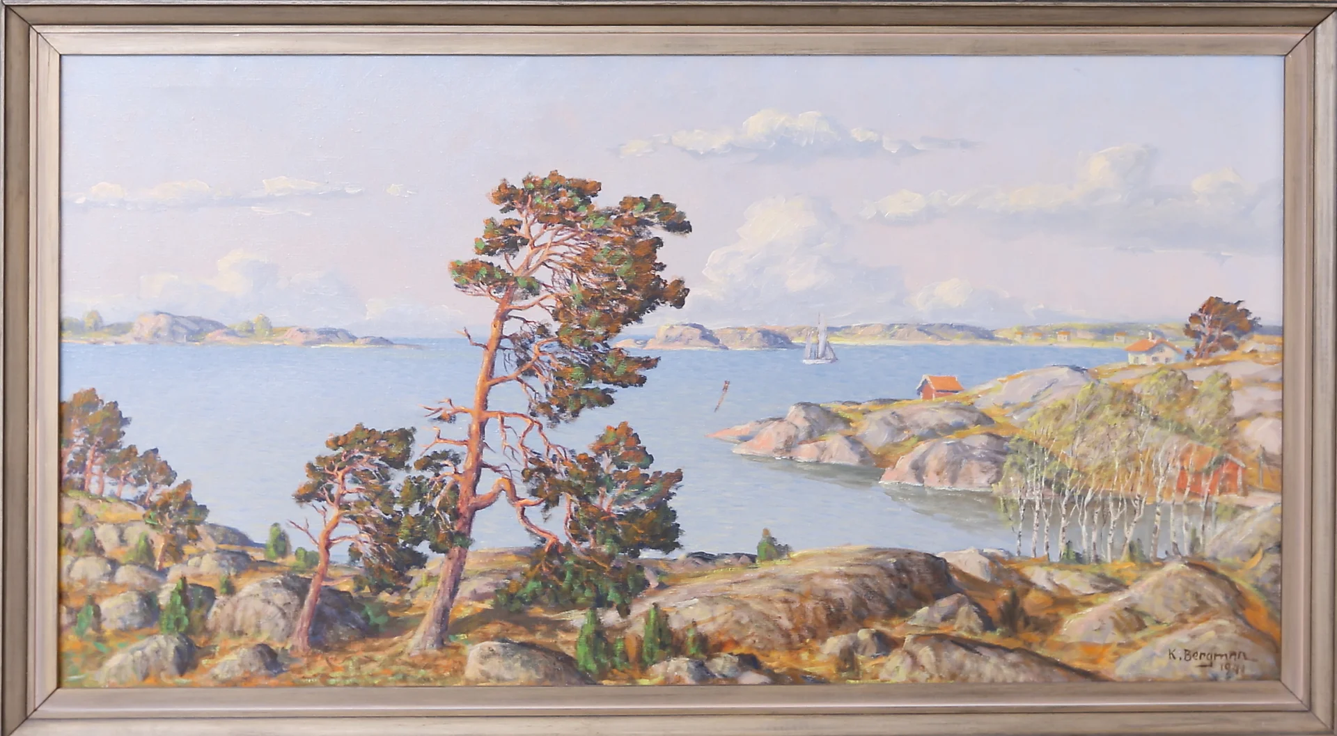 KARL BERGMAN. Kustlandskap, olja på duk, signerad och daterad 1941. — Paintings — Kalmar Auktionsverk