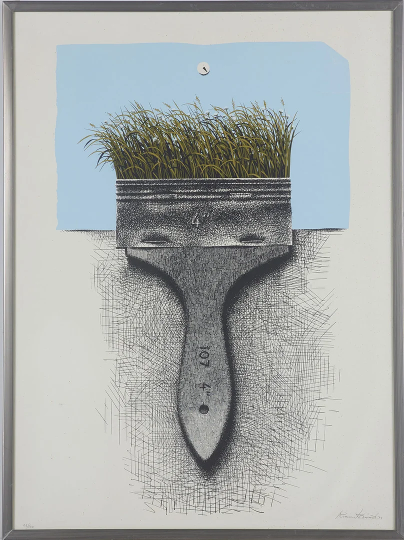 KIMMO KAIVANTO (1932-2012): Komposition, färglitografi, signerad och daterad Kimmo Kaivanto -74, numrerad 26/100. — Engravings & Prints — Stockholms Auktionsverk Magasin 5