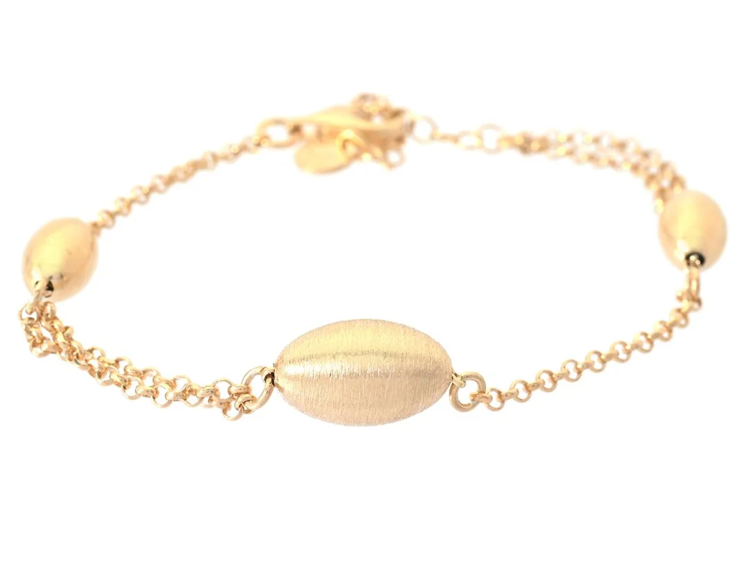 MARCELLO PANE, armband, förgyllt sterlingsilver, delvis borstad yta, justerbar längd 16-19 cm, vikt 2,8 g. — Smycken/Armband — Kaplans