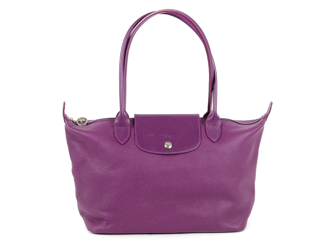 VÄSKA, LONGCHAMP, Foulonné Tote Bag, lila läder, 30x22x12 cm, dustbag. — Accessoarer/Väskor — Kaplans
