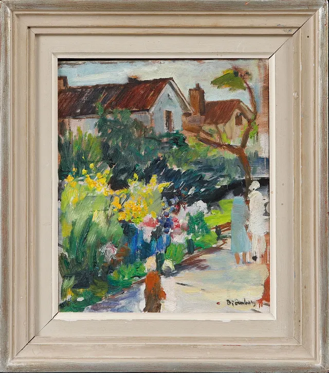 EVALD BJÖRNBERG. "Parken i Marstrand", olja på duk, signerad.