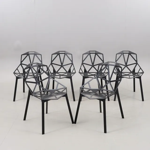 KONSTANTIN GRCIC. Stolar, 6 st, aluminium, "Chair One Stacking Chair", för Magis, Italien.