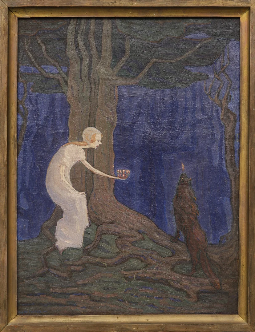 ELLEN TROTZIG. Sagoväsen, signerad och daterad 1906. — Paintings — Crafoord Auktioner Malmö
