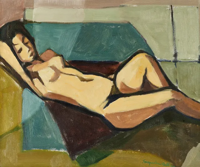 MARGARETA WALLIN (Bringetofta 1912-1990 Stockholm), Modellakt, signerad, olja på duk.