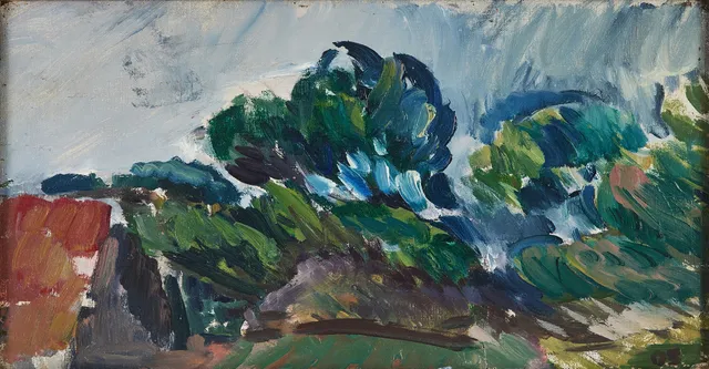 OLLE SKAGERFORS. "Blåst", olja på pannå, monogramsignerad, daterad 1957.