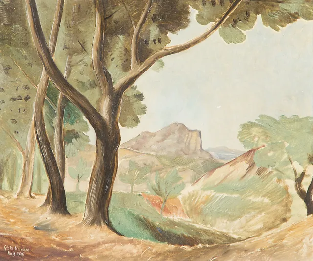 GÖSTA NORDBLAD. Sydfranskt landskap, olja på duk, signerad Paris 1926.