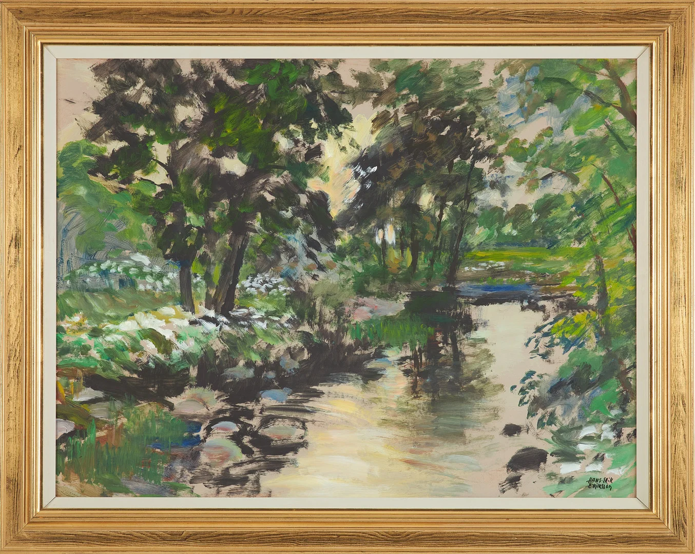 HANS ERIK ERIKSSON (1921-1997). Landskapsmotiv, olja på pannå, signerad. — Paintings — Stockholms Auktionsverk Sickla