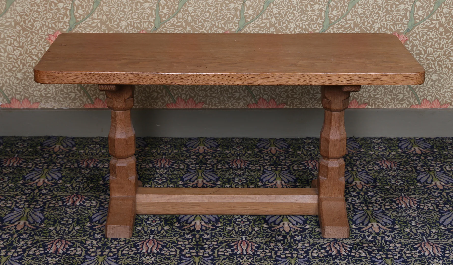 A ROBERT "MOUSEMAN" THOMPSON OAK COFFEE TABLE. — Tables — Bishop & Miller