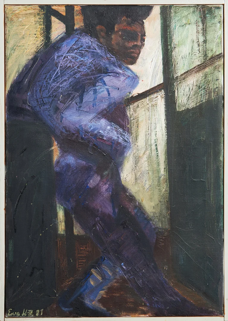 EVA ZETTERVALL (född 1941): "I tunnel IV", oljemålning på duk, signerad och daterad Eva Z 81. — Paintings — Stockholms Auktionsverk Magasin 5