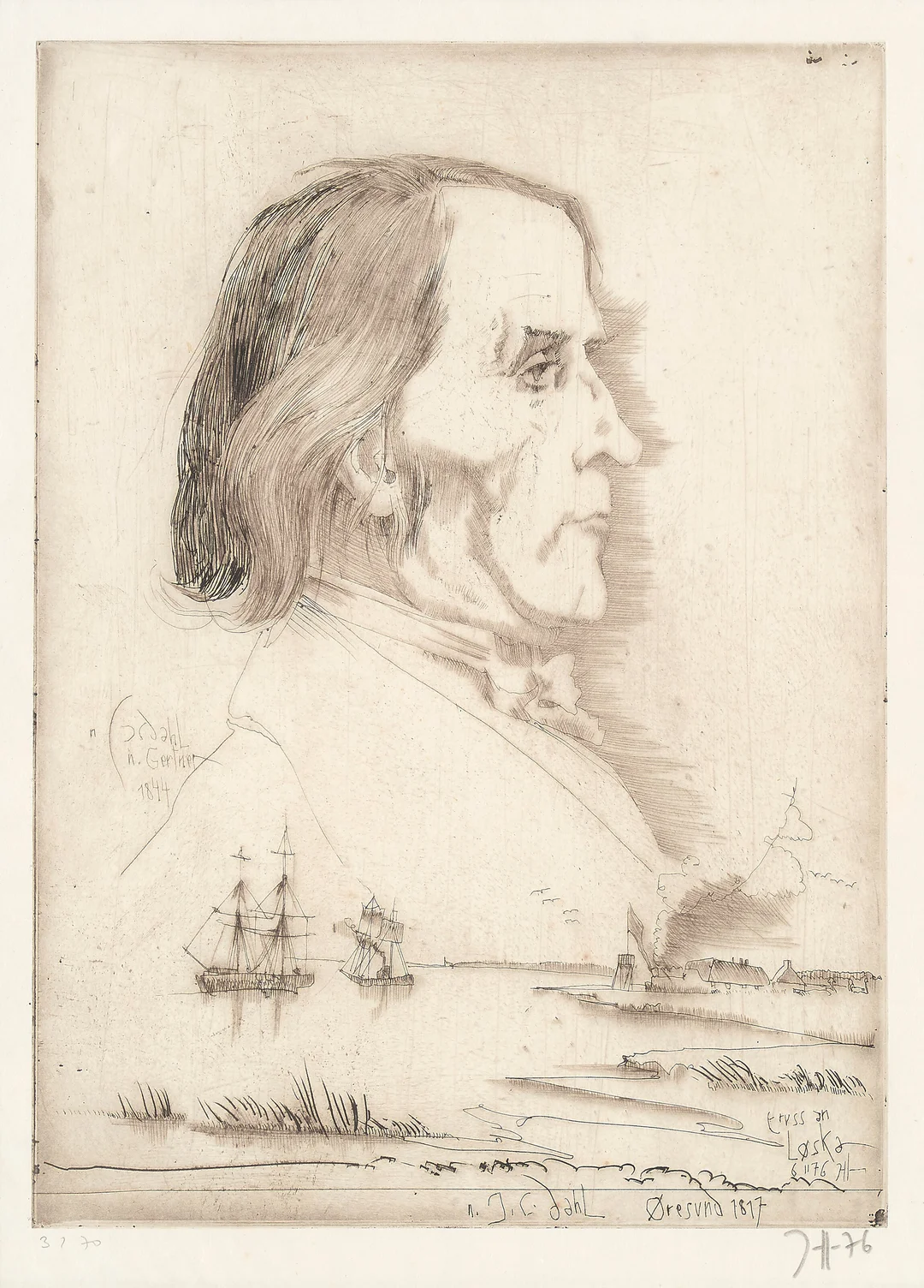 Janssen, Horst — "Johan Christian Dahl nach Delaroche Paris 1847" 1976 — Kunst/Grafikk — Blomqvist