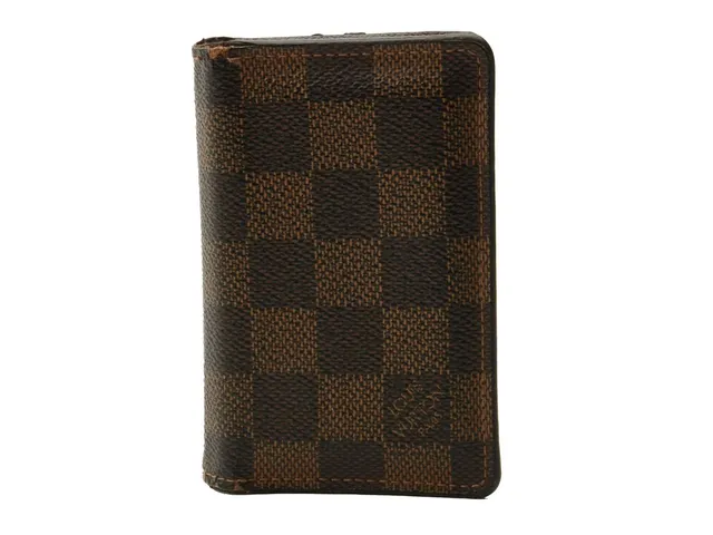 PLÅNBOK, LOUIS VUITTON, monogram ebene damier, 11x7 cm, kort, sedel, märkt MI2067, år 2007, skadad, slitage, dustbag, originalask.