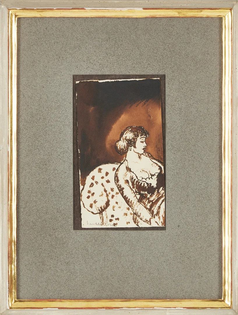 GÖSTA SANDELS. Sittande kvinna, tusch på papper, signerad Sandels 1912. — Paintings — Stockholms Auktionsverk Magasin 5
