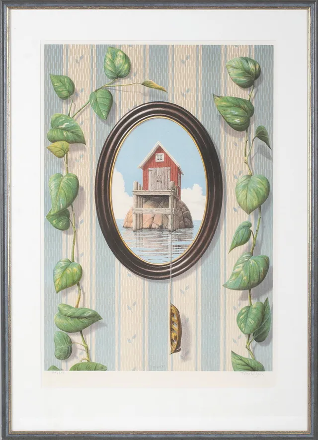 PETER ENGBERG. "Trompe l'œil", litografi, signerad och numrerad 266/275.