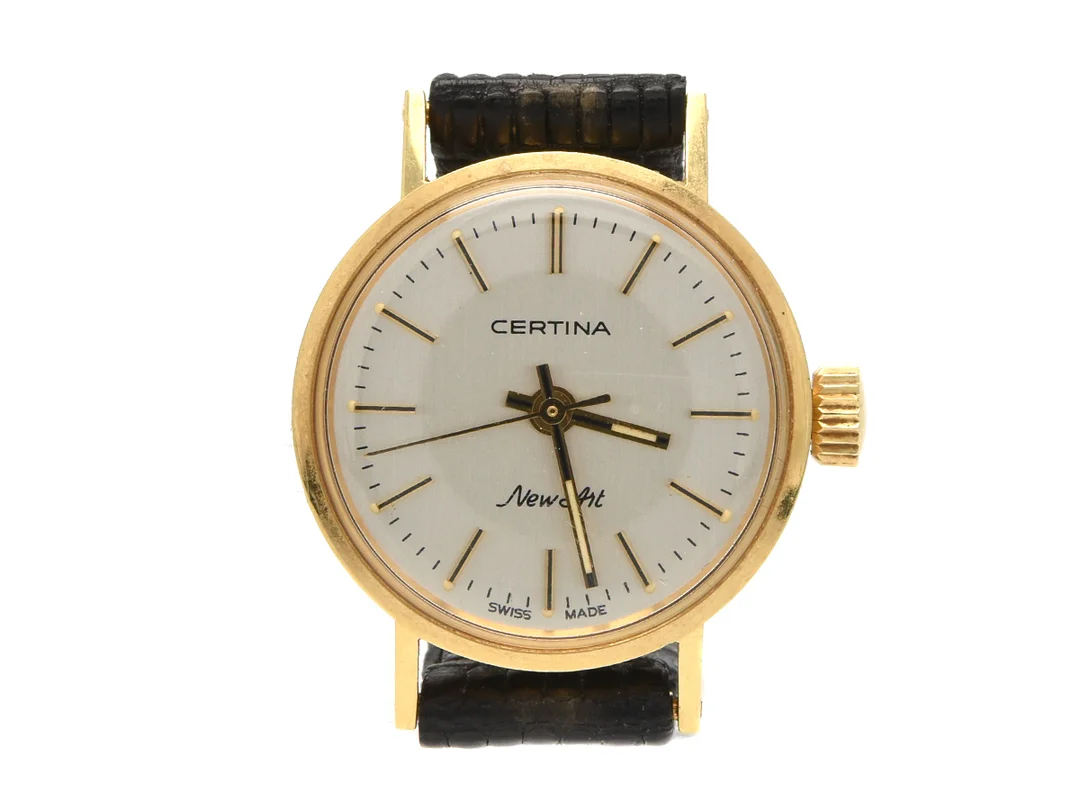 Certina, New Art, manuell 18K,21mm, plexiglas nr:673/8387, 348381068, läderband — Klockor/Certina — Kaplans