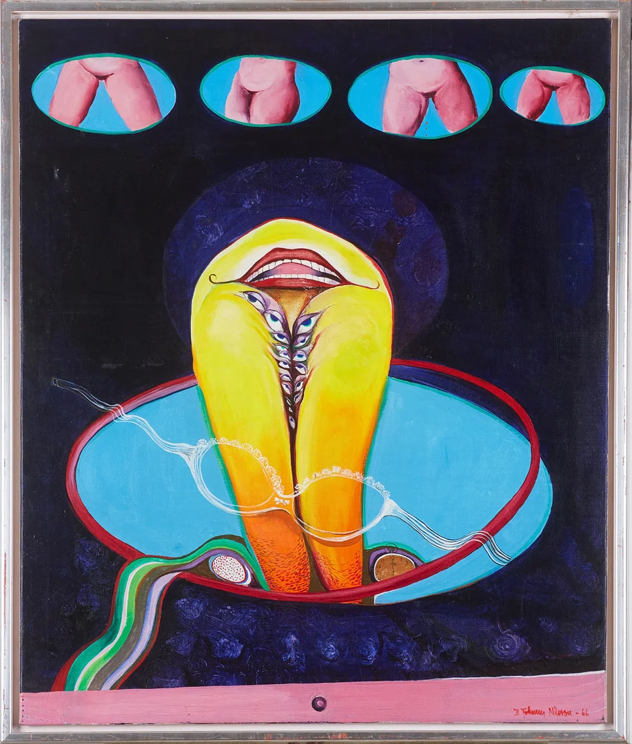 BERT JOHNNY NILSSON (född 1934): Nude, signerad och daterad B Johnny Nilsson -66, olja på duk. — Paintings — Stockholms Auktionsverk Magasin 5