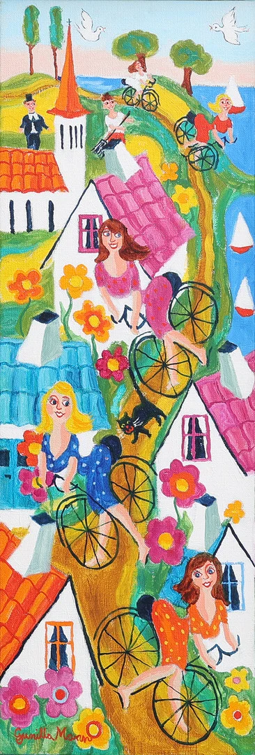 GUNILLA MANN. "FLICKOR PÅ VIFT". — Paintings — Crafoord Auktioner Lund